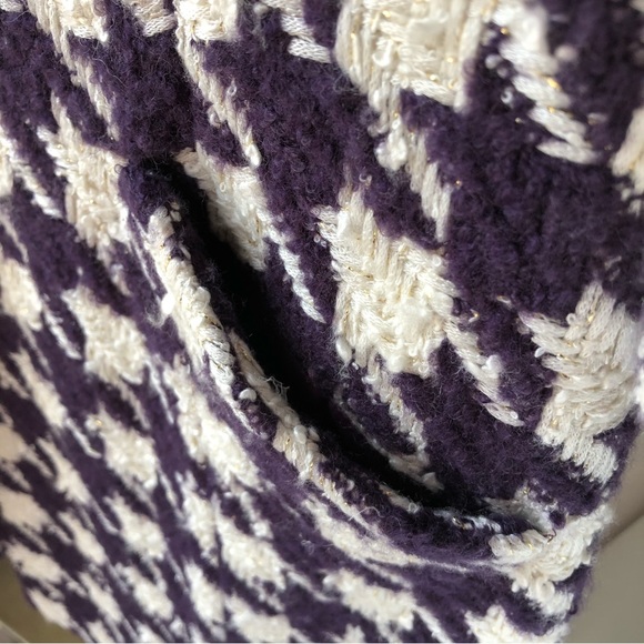 💝✨euro Sz 38 Tweed coat fitted waist line in purple and beige check - Picture 7 of 9